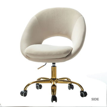 Beige & Gold Velvet Desk Chair