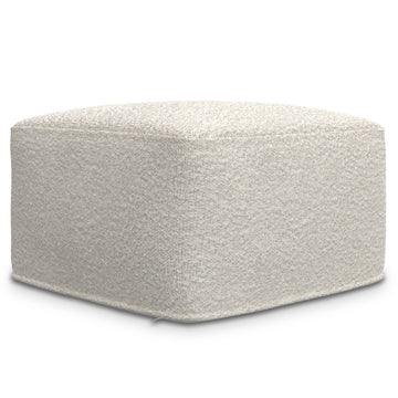 White Boucle Boho Pouf