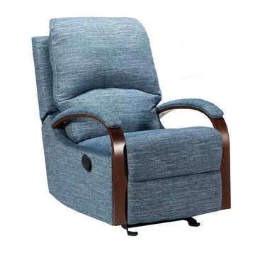 Blue & Wood Modern Recliner