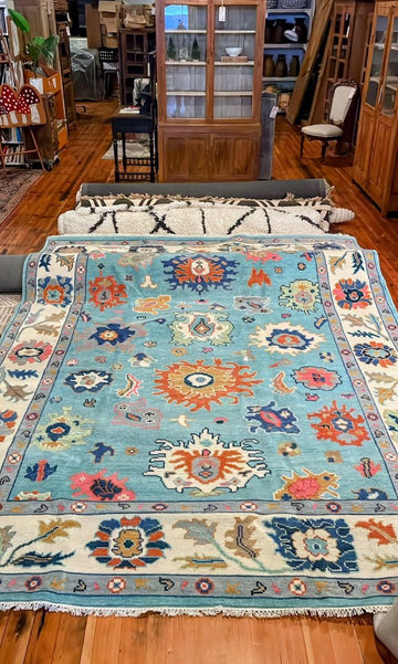 8x10 Blue Oushak Rug