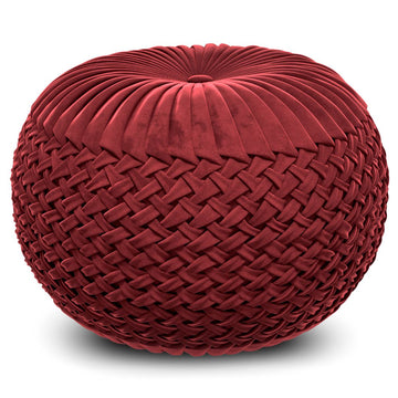 Maroon Velvet Boho Pouf