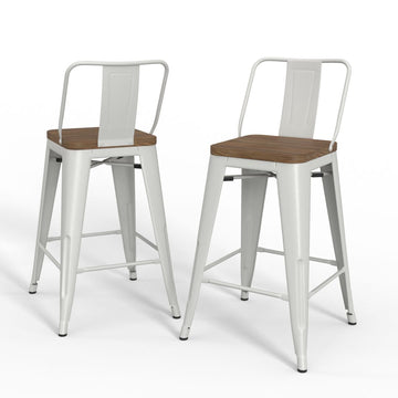 White Metal Modern Counter Stool Set