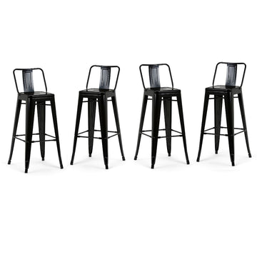 SET OF 4 Black Metal Modern Barstool Set