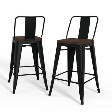 Black Metal Modern Counter Stool Set