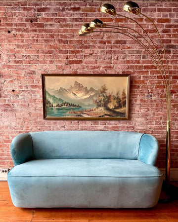 Blue Velvet Modern Sofa