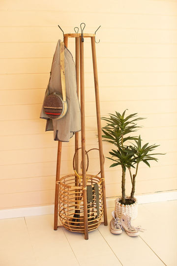 Boho Rattan Coat Rack