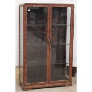 Wood & Glass Art Deco Storage Cabinet
