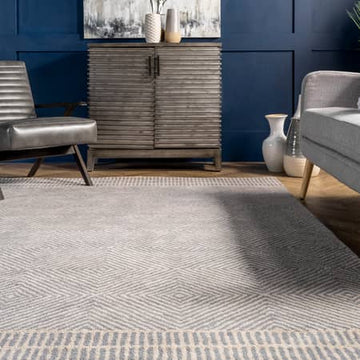 9x12 Grey/Beige nuLoom Wool Rug